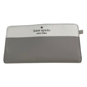 Kate Spade Staci Large Slim Bifold Wallet Nimbus Grey Colorblock WLR00122 NEW